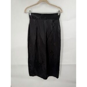Vintage Witchy Whimsigoth Satin Midi Skirt Lace Detail Women Small Black Vampire